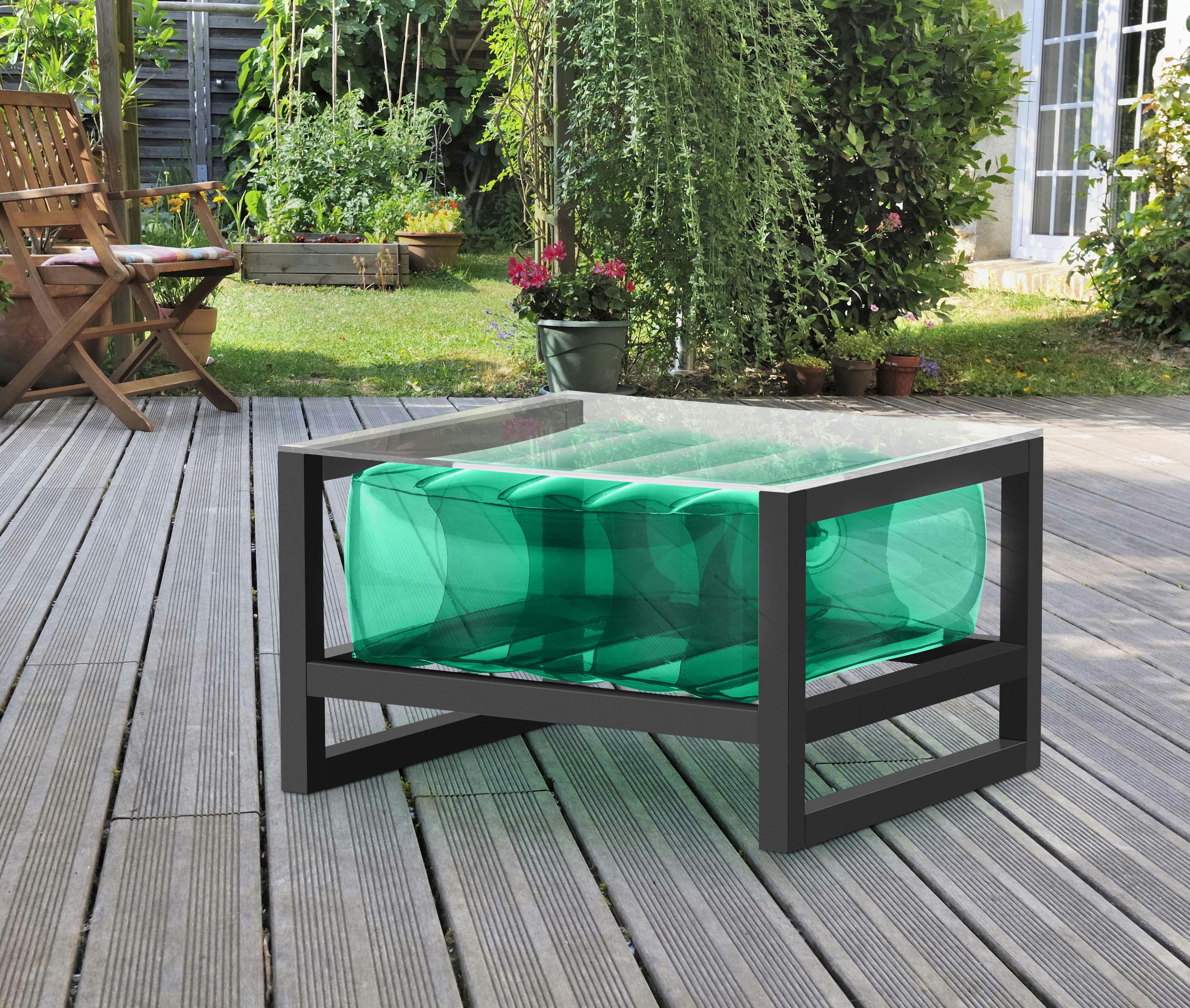 YOKO EKO - Table basse tpu vert cadre en aluminium