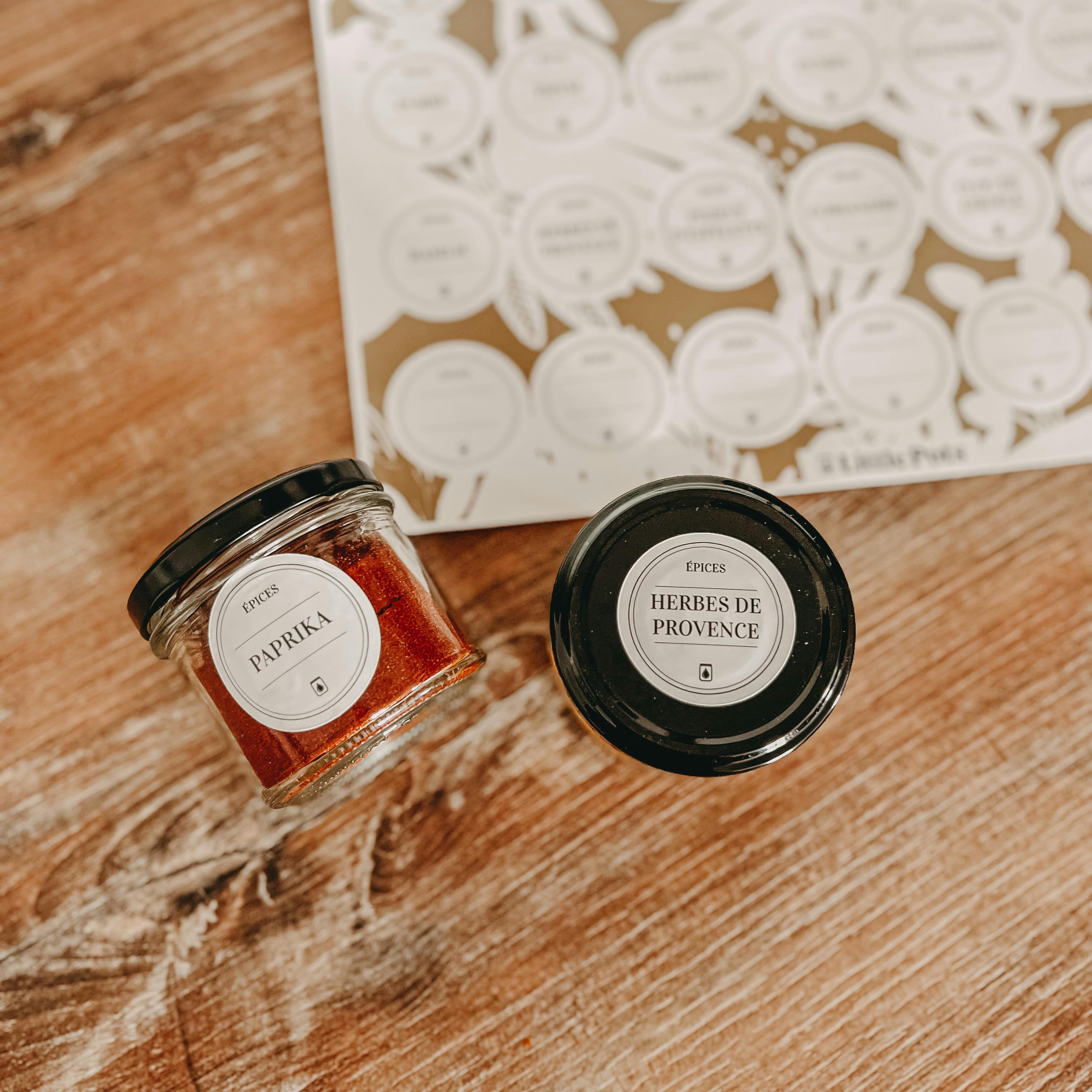 - Planche de 24 étiquettes Waterproof - Univers Épices