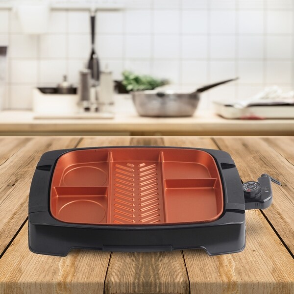 Brentwood Multi-Portion Electric Indoor Grill with Copper Coating