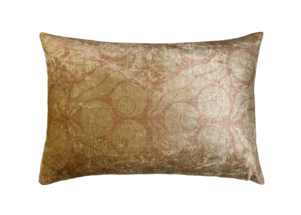 - Housse de coussin velours soie ikat   40x60 rose