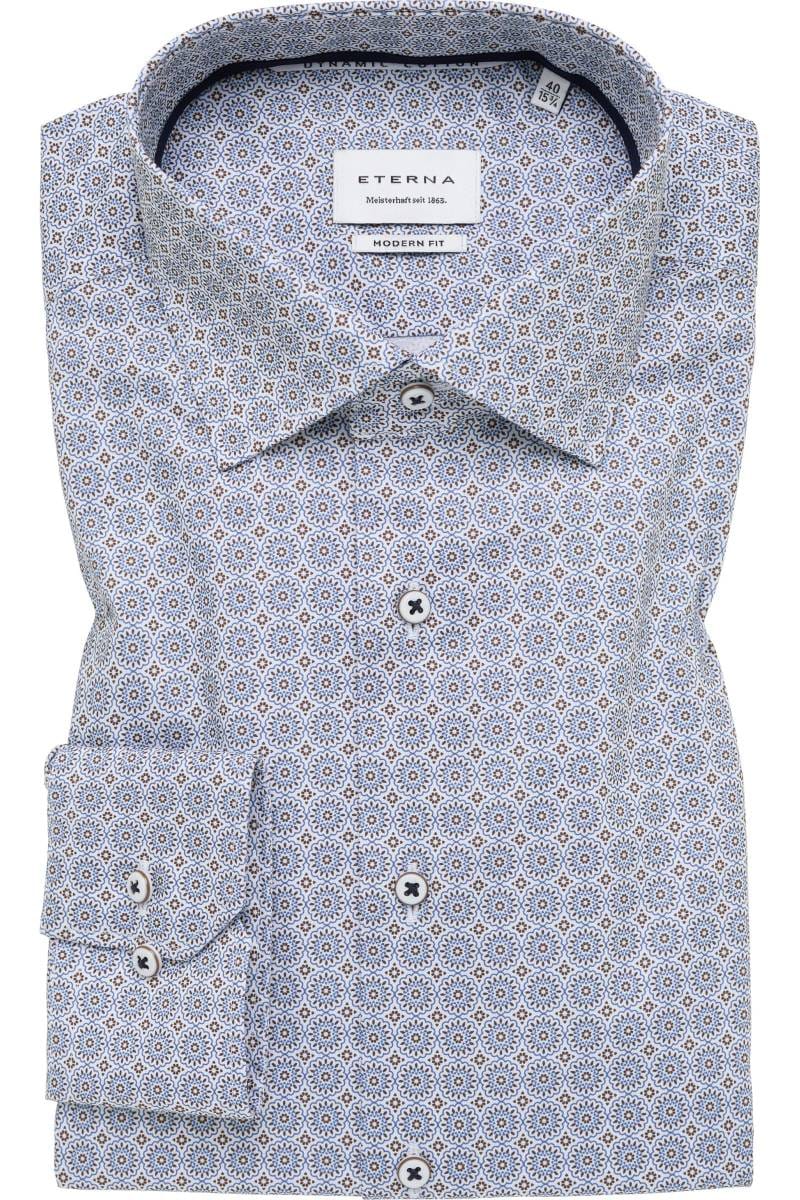 ETERNA Modern Fit Dynamic Cotton Hemd beige/braun, Bedruckt