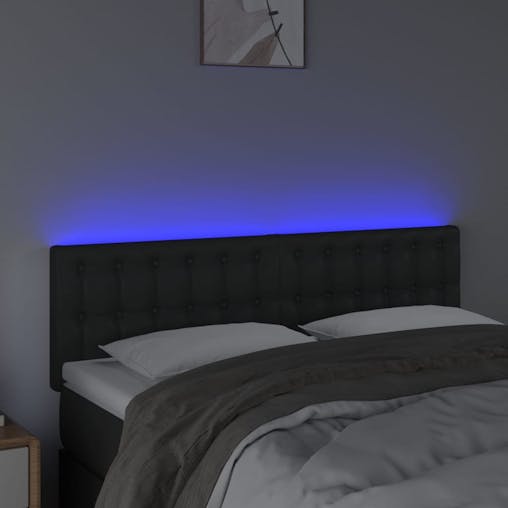 NNEVL LED Headboard Black 144x5x78/88 cm Faux Leather