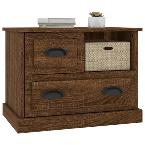 NNEVL Bedside Cabinet Brown Oak 60x39x45 cm