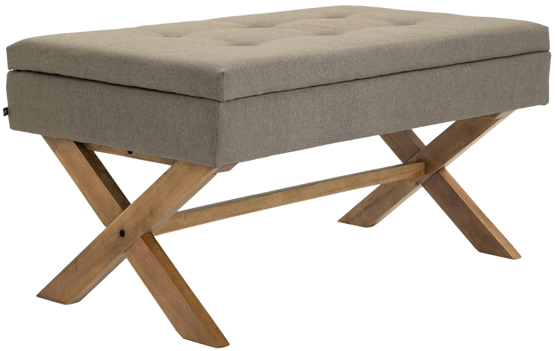 NAMARO - Banquette avec pieds en bois assise en tissu Taupe