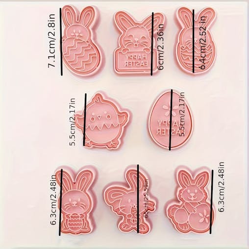 NNETM Rabbit Easter Egg Cookie Mold Set (8 Pieces)