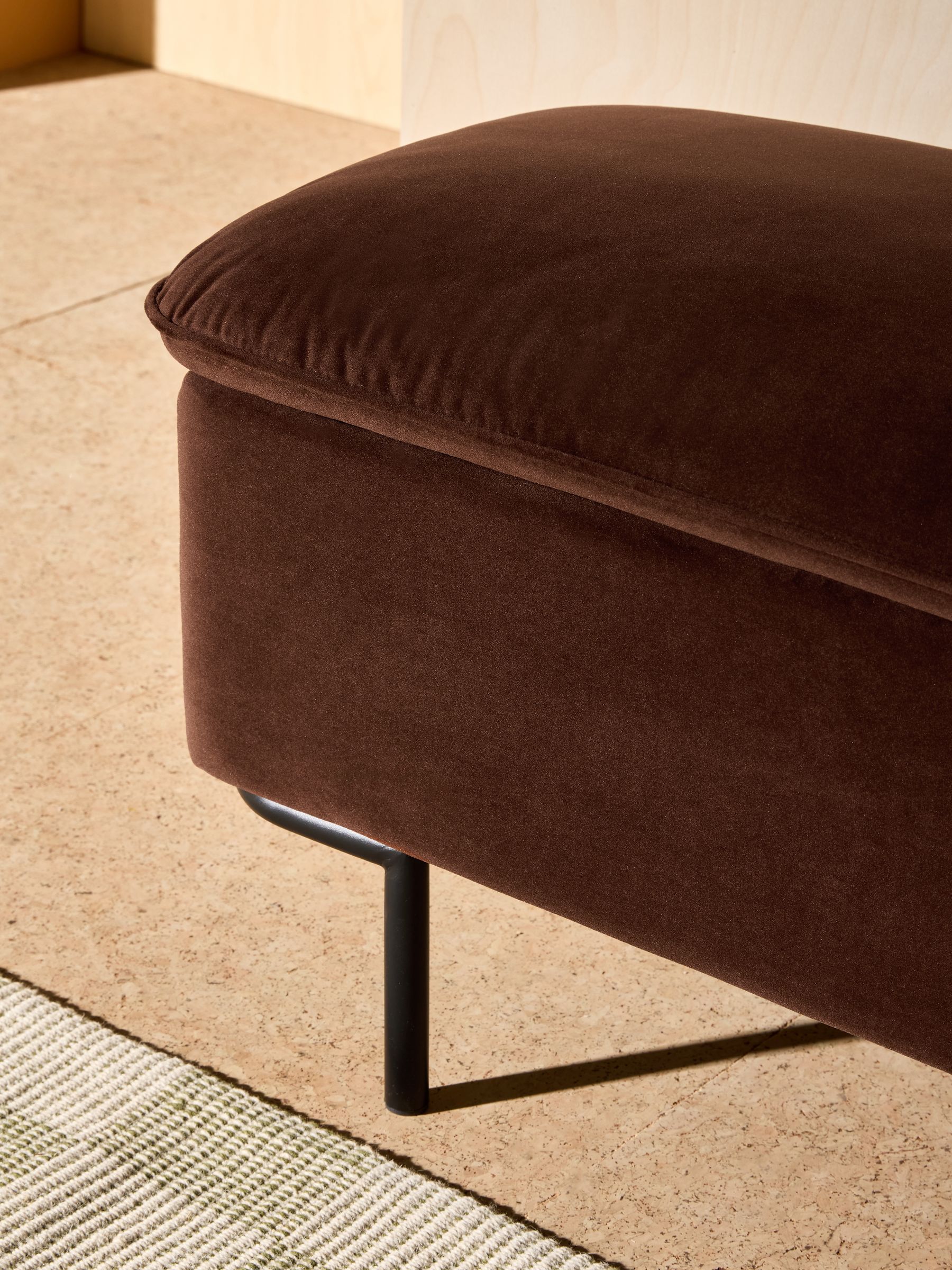Harlow Storage Ottoman Bench in Chocolate Brown