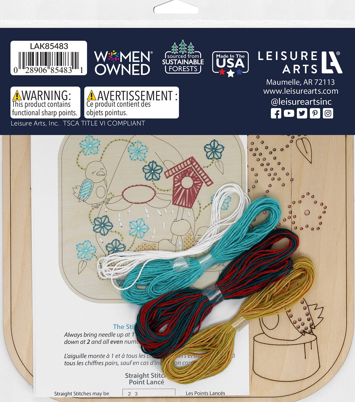 Leisure Arts 9 Gnome & Birds Wood Stitching Kit