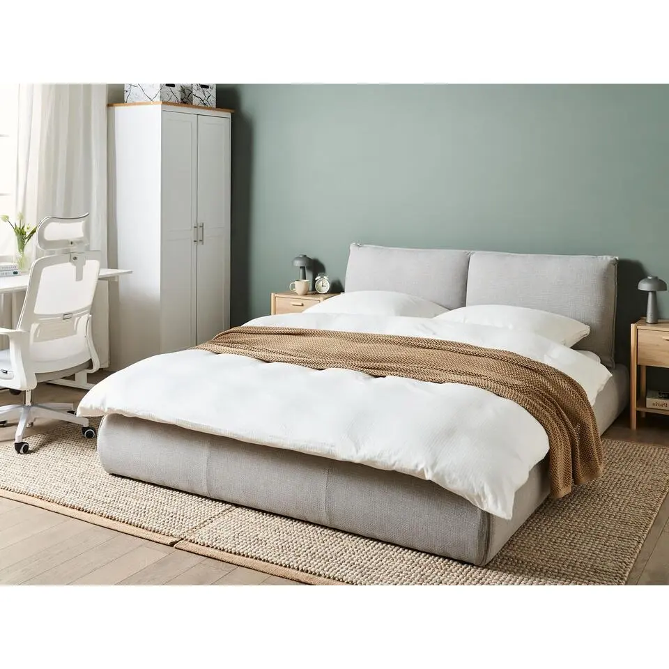 VINAY - Tweepersoonsbed - Grijs - 160 x 200 cm - Polyester