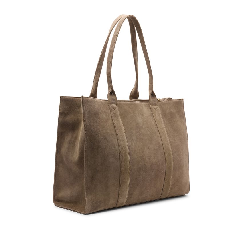 Manfield 18 inch taupe suède shopper