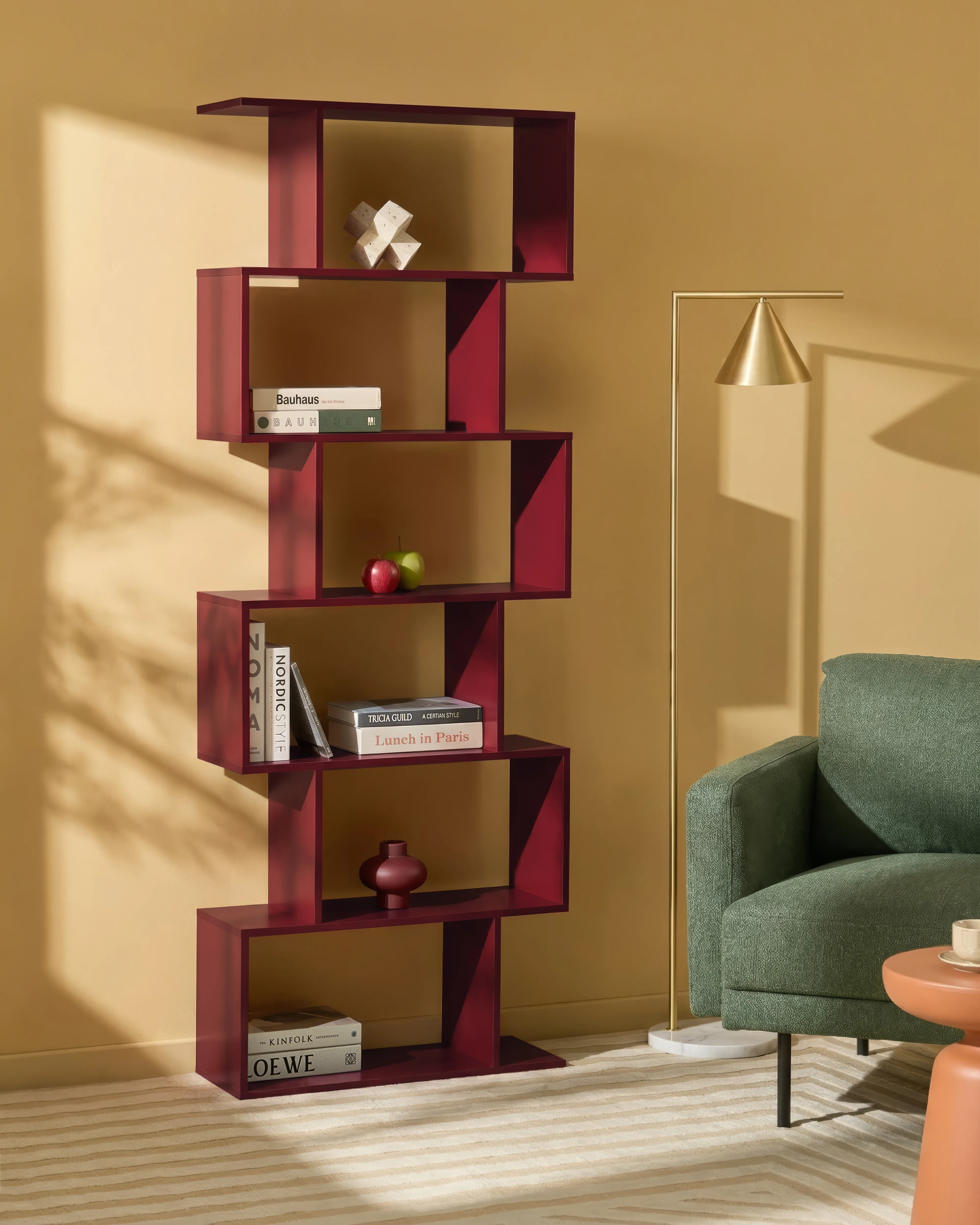 6 Tier Bookcase VALDOSA 190 cm Burgundy
