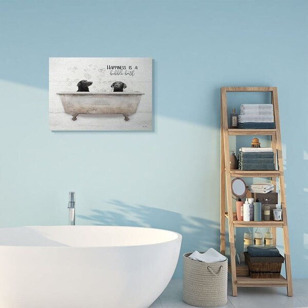 Stupell Animal Bathroom Happiness is a Bubble Bath Dog Quote Canvas Wall Art - Beige