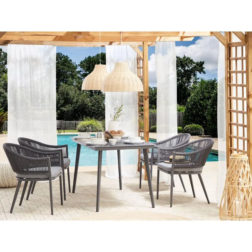 MILETO - Tuintafel - Grijs - 80 x 140 cm - Aluminium