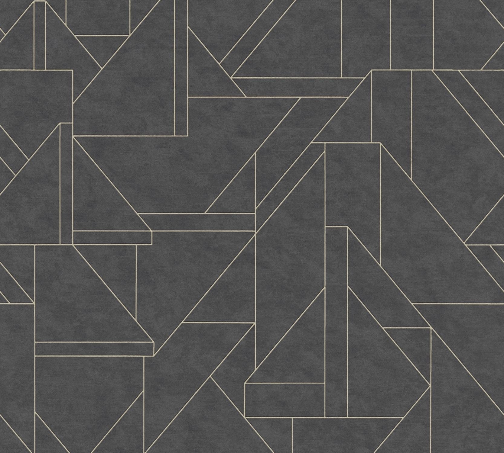 Livingwalls behang grafisch motief zwart en goud - 53 cm x 10.05 m - AS-391184