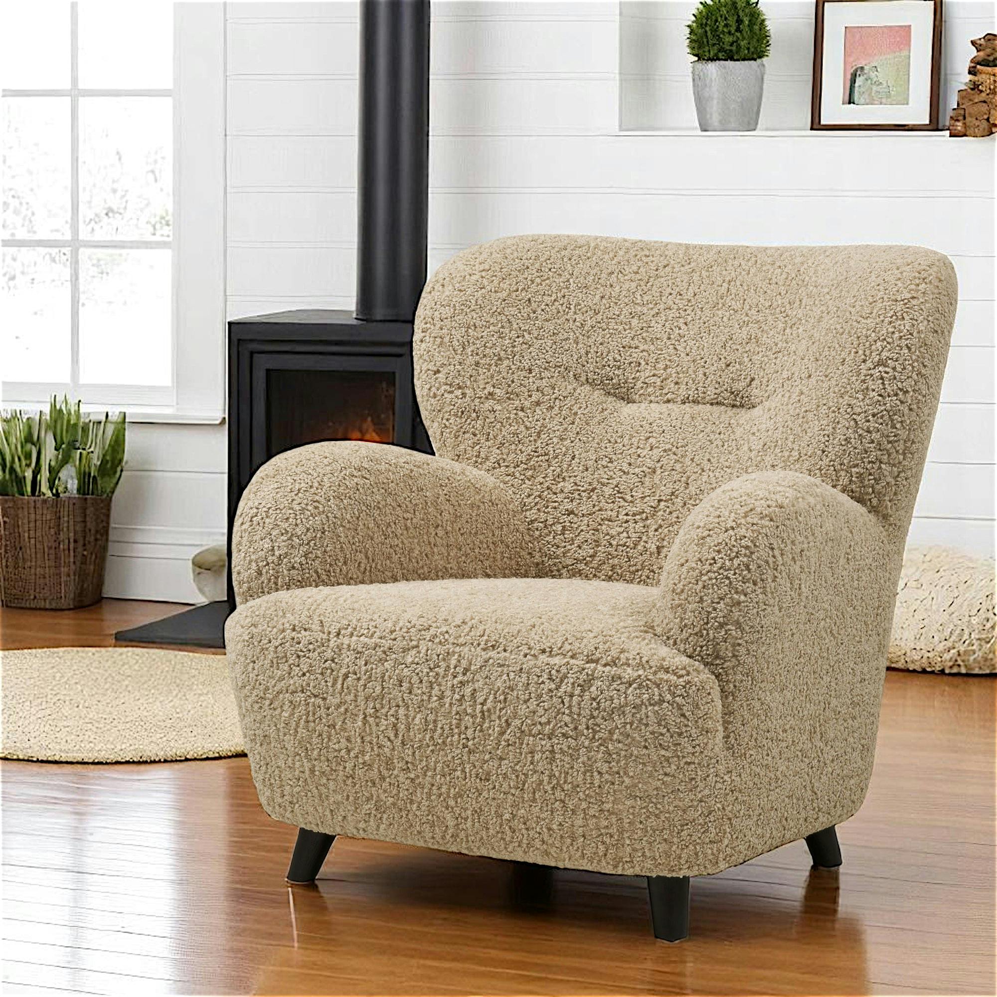 Fauteuil beige taupe en tissu BERLIN