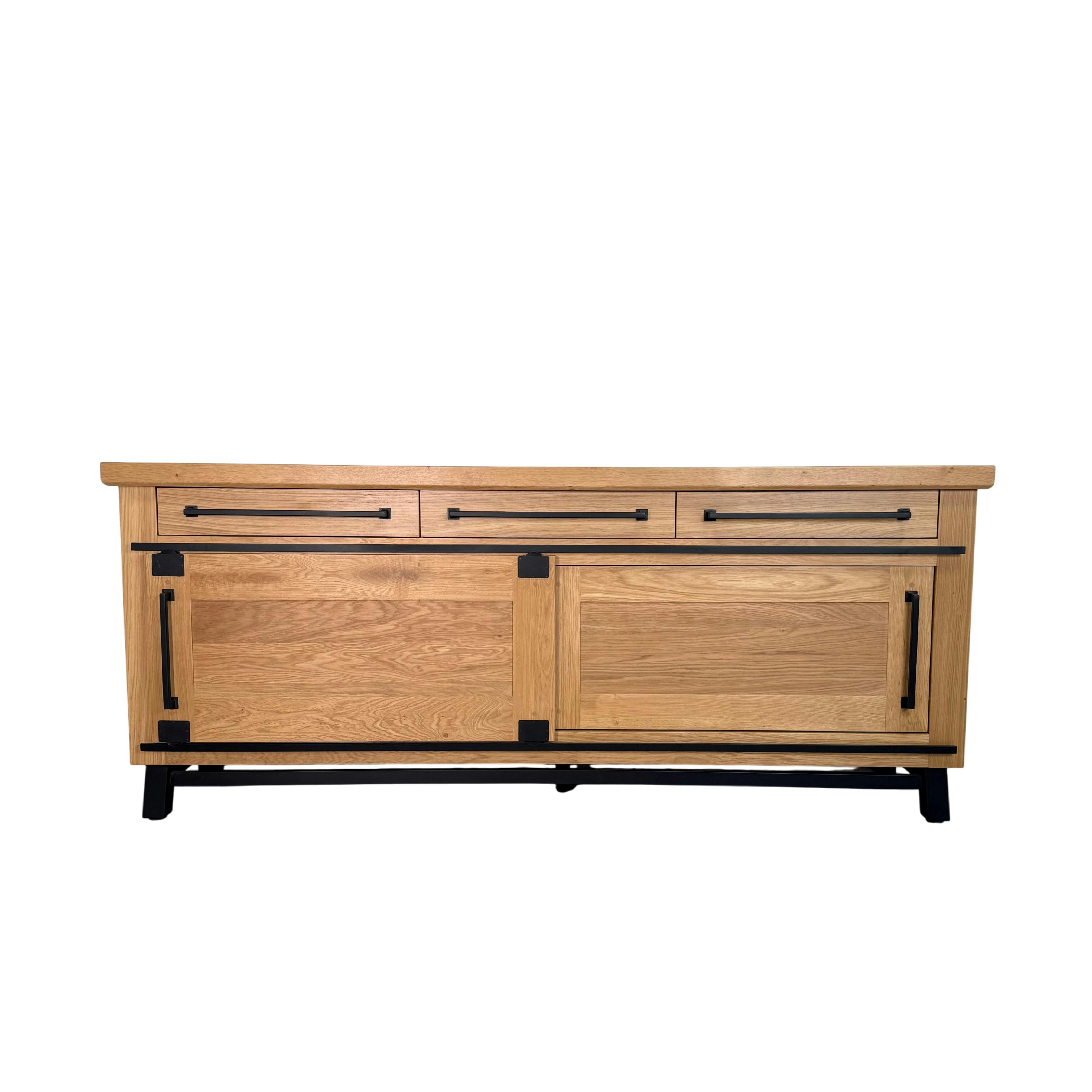 Buffet chêne clair à portes coulissantes 225 cm ALPINE