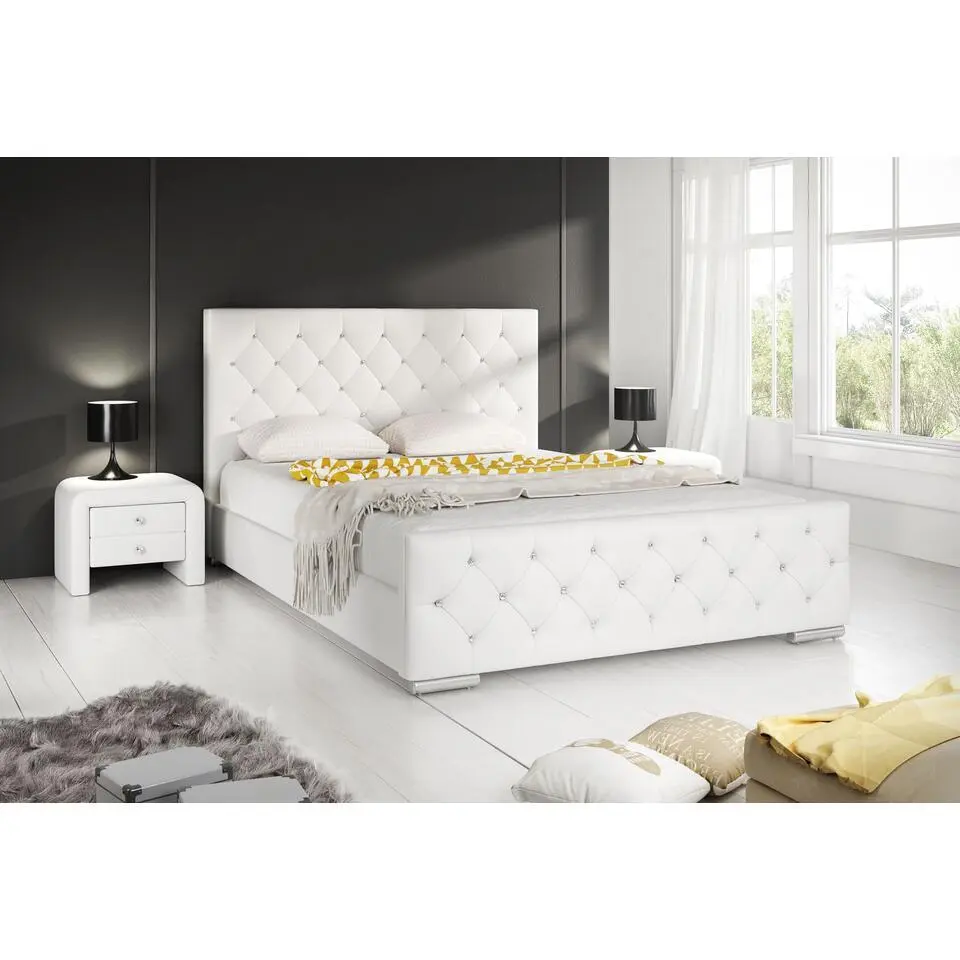Meubella - Tweepersoonsbed Aventura Diamond - Wit - 180x200 cm