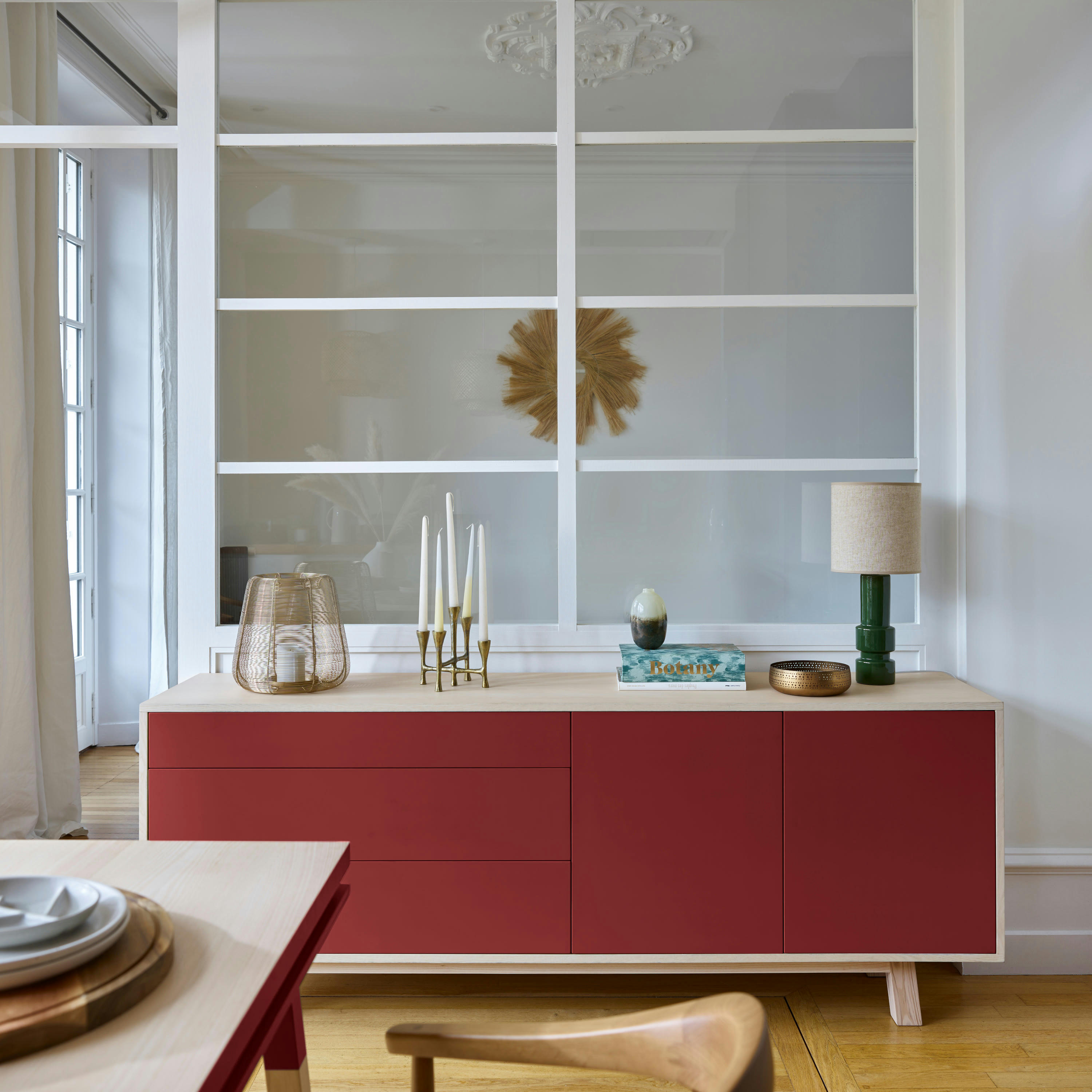 KUBE - Buffet bas 2 portes+3 tiroirs 200 cm, en frêne