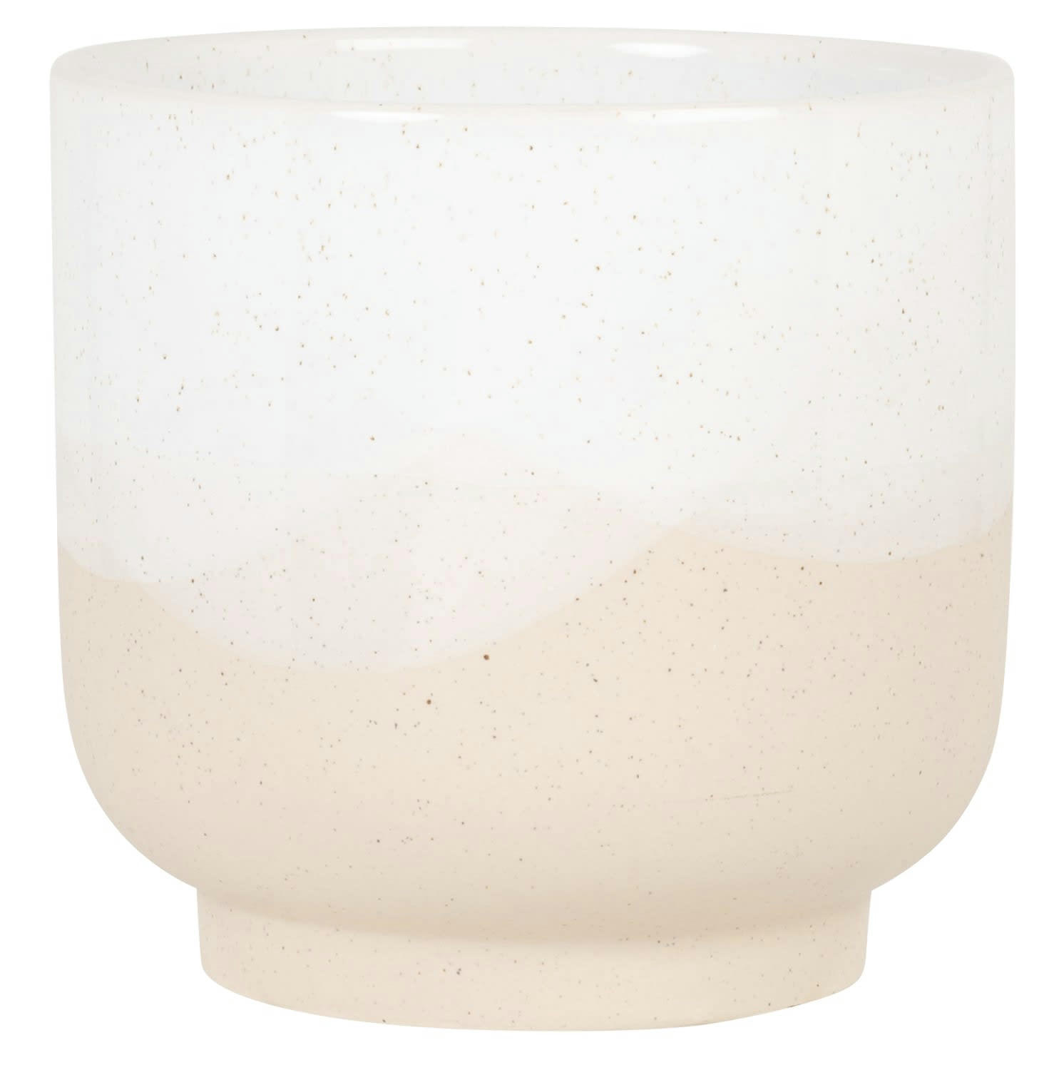 SOUHEL - Cache-pot en terre cuite blanche et beige H19