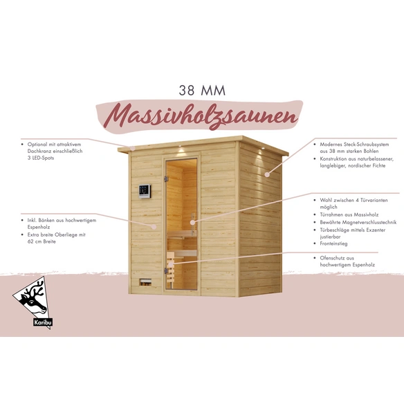 Sauna »Paldiski«, inkl. 9 kW Saunaofen mit externer Steuerung, für 4 Personen