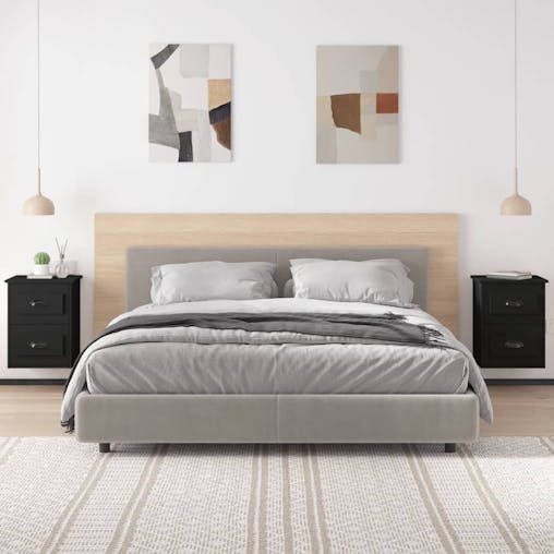 NNEVL Wall-mounted Bedside Cabinets 2 pcs Black 41.5x36x53cm