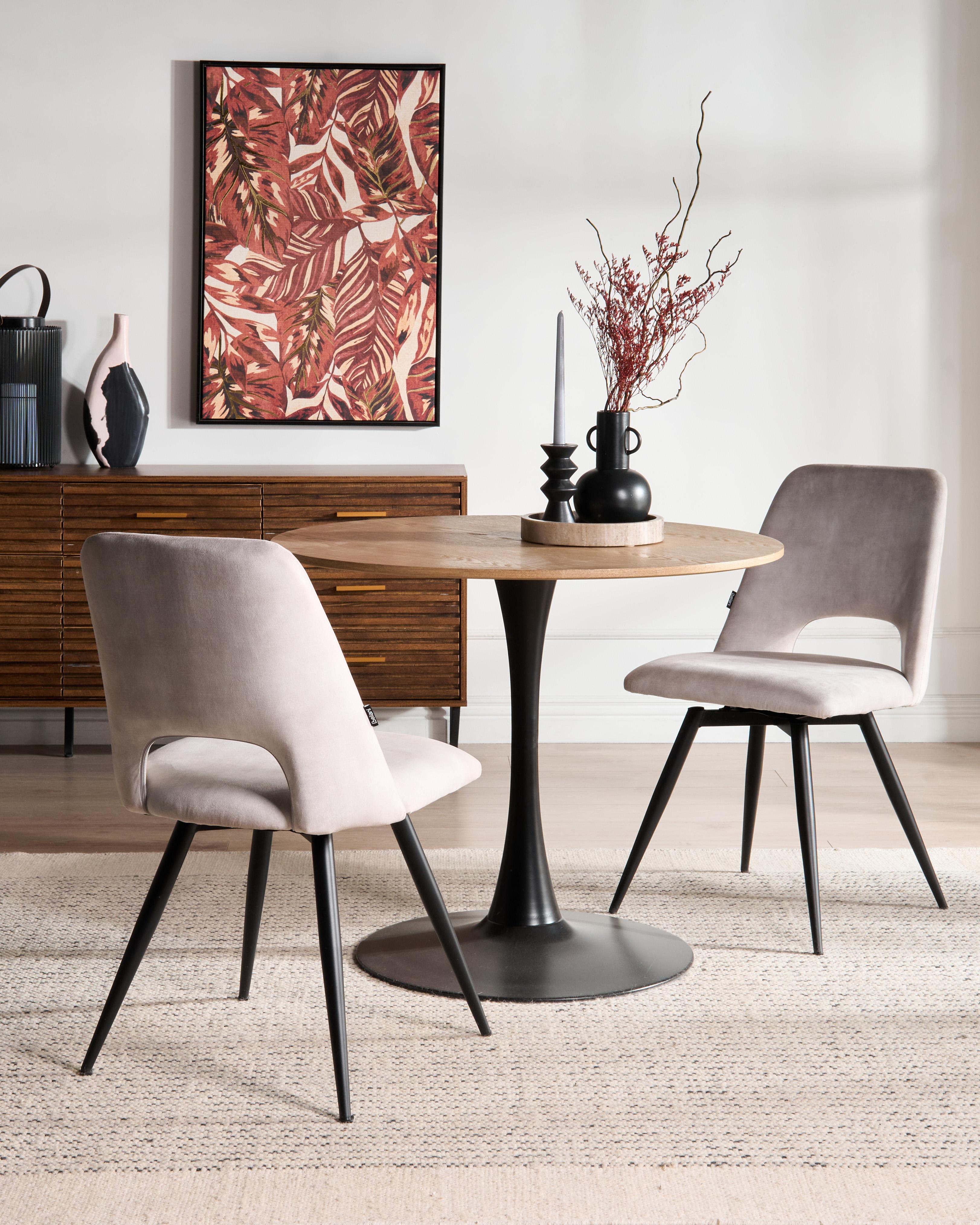 Set of 2 Dining Chairs Swivel HALLETT Velvet Light Beige