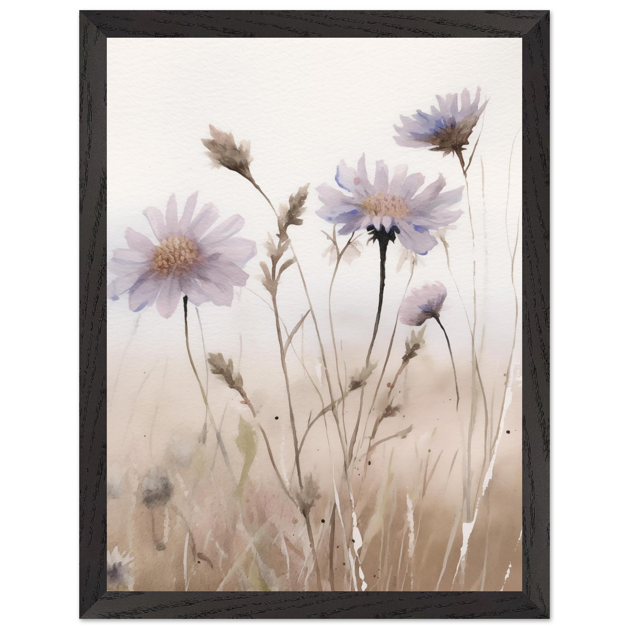 Artfulprints Poster met Lijst Flower aquarel 1  - 30x40 cm - Taupe