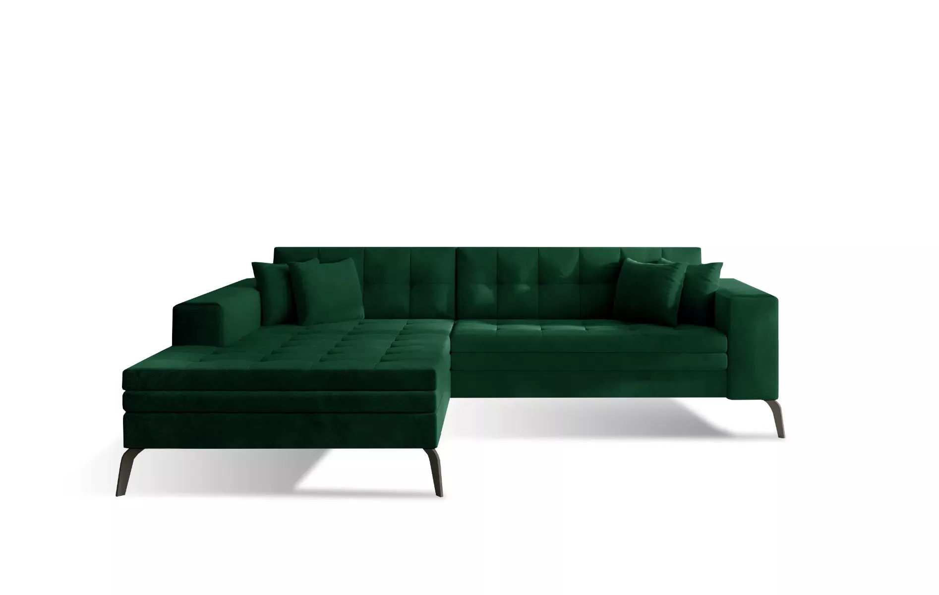 Narożnik z funkcją spania SOLANGE VELVET zielony lewy