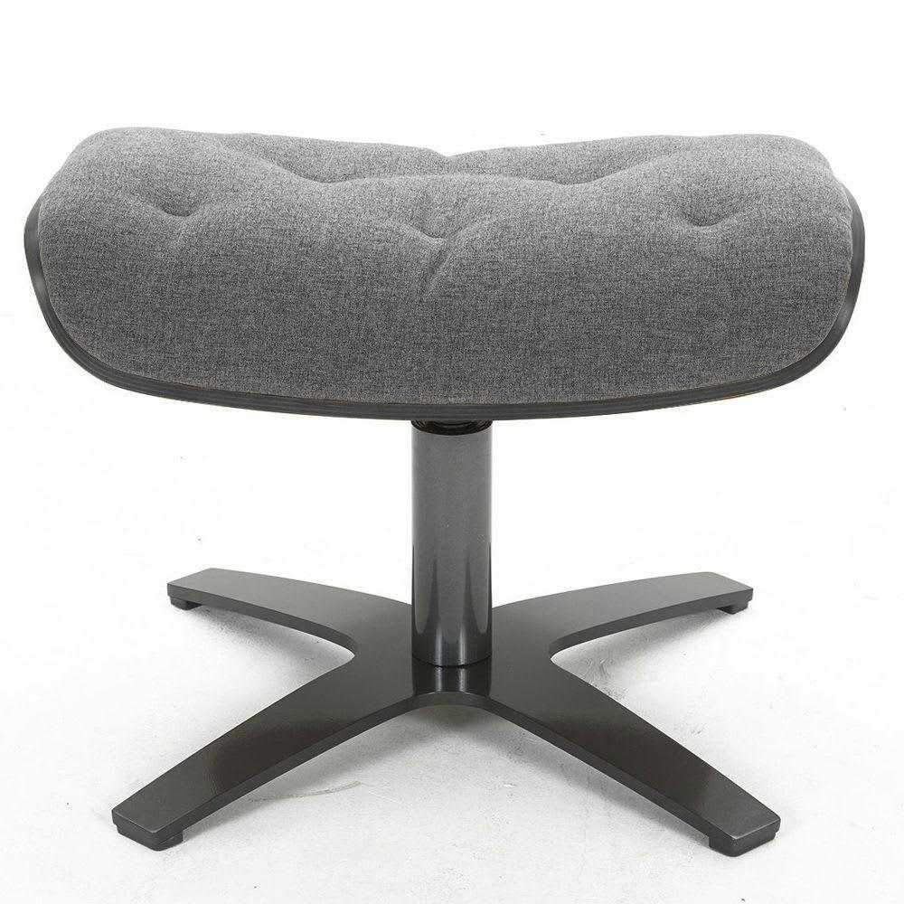 ALUDRA - Pouf Velours et Chêne Noir - Tissu Graphite