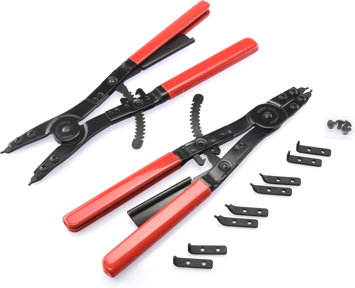 Neiko 02130A Heavy Duty 16 Snap Ring Plier Set, 2 Piece, External and Internal Pliers, Straight, 45°, 90° Tips