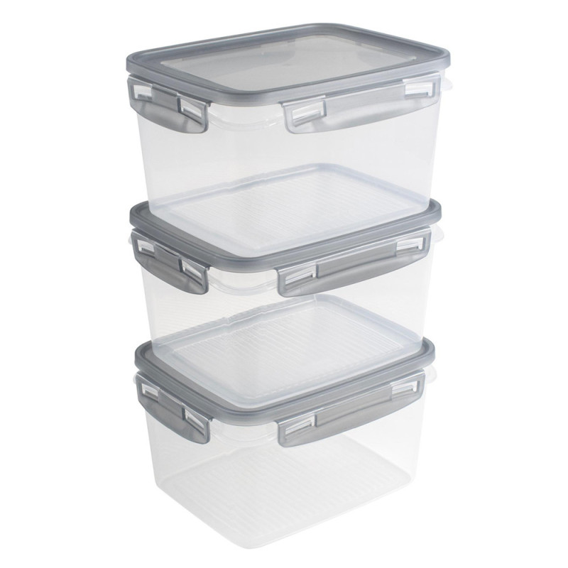 Boîte de congélation avec clips Club Cuisine transparent et gris 1,5 L 3 pièces SUNWARE