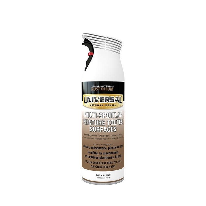 Peinture aérosol Universal blanche satinée 0,4 L RUST-OLEUM