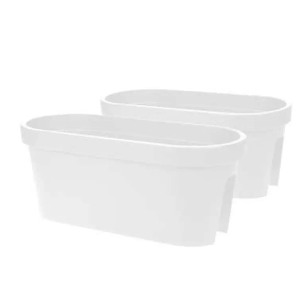 Balkon plantenbak - wit - kunststof - ovaal - 60 x 25 cm