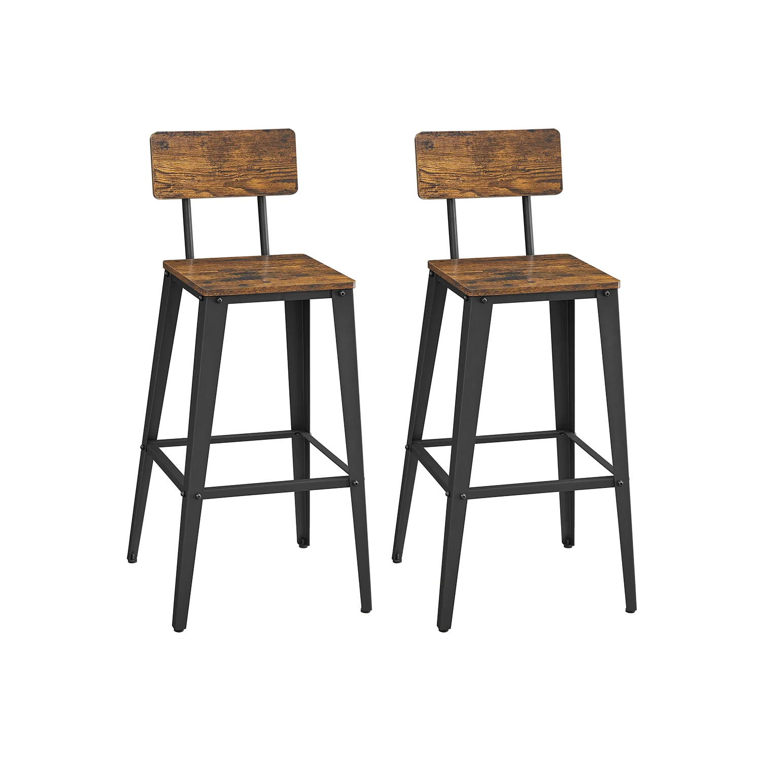 2 Tabourets de bar avec dosier industriel
