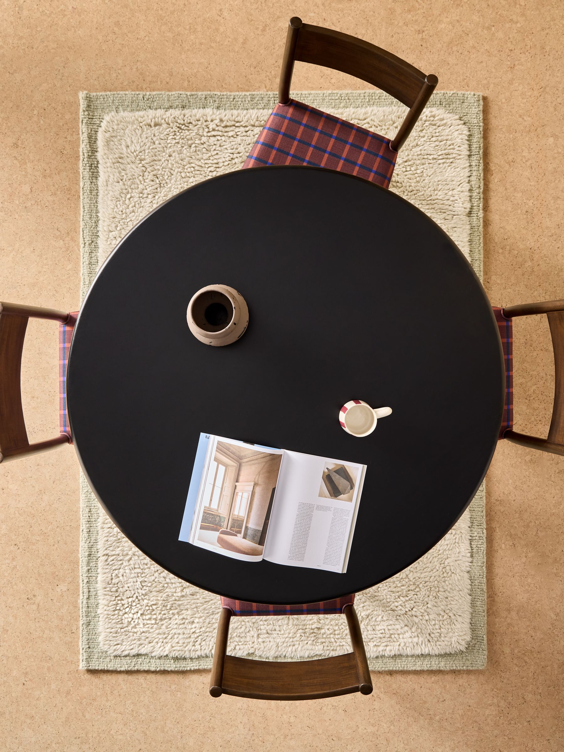 Arlo 4 Seater Round Dining Table in Black Mango Wood