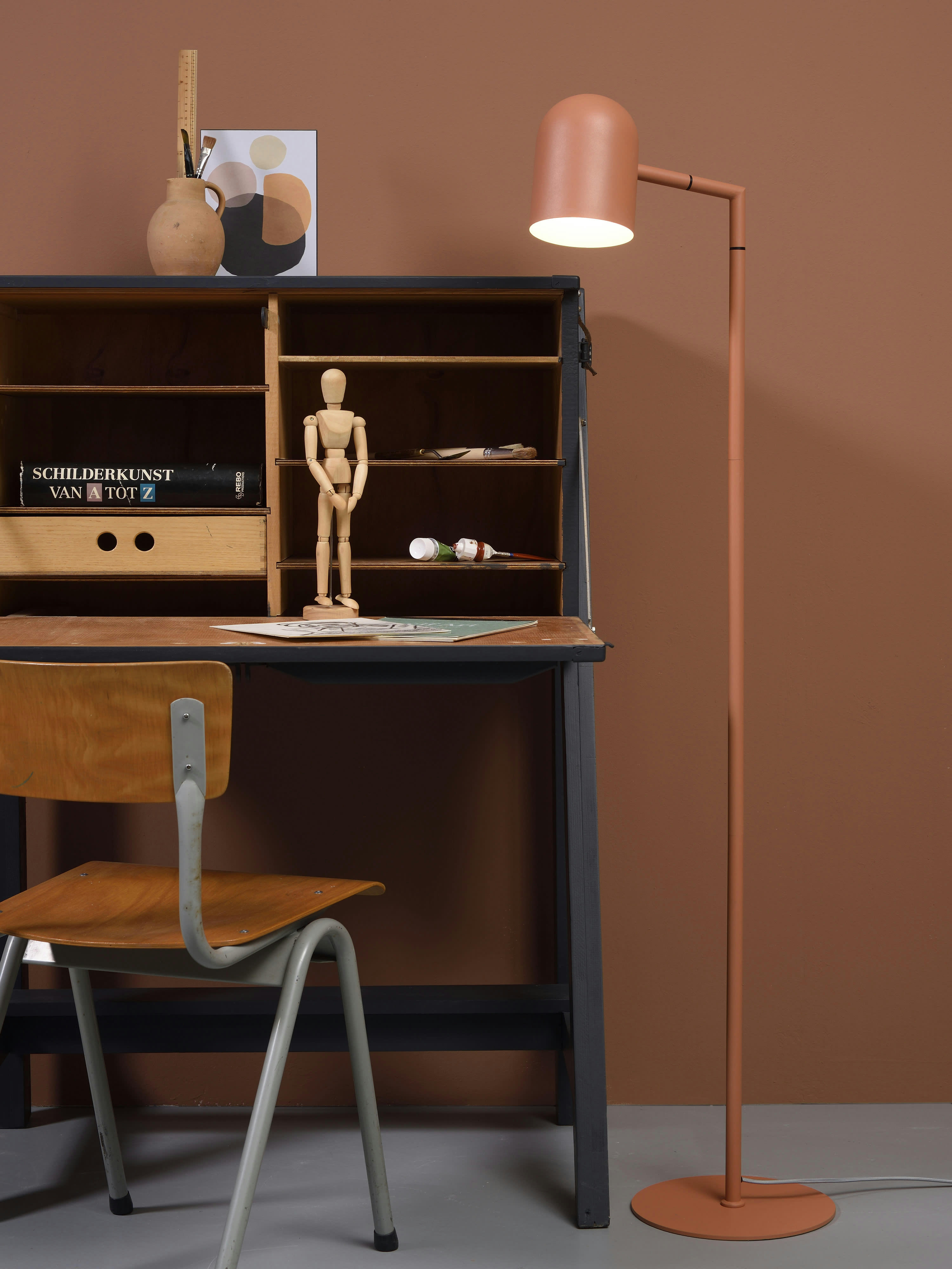 MARSEILLE - Lampadaire en métal orange H141cm