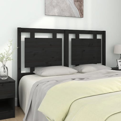NNEVL Bed Headboard Black 140.5x4x100 cm Solid Wood Pine