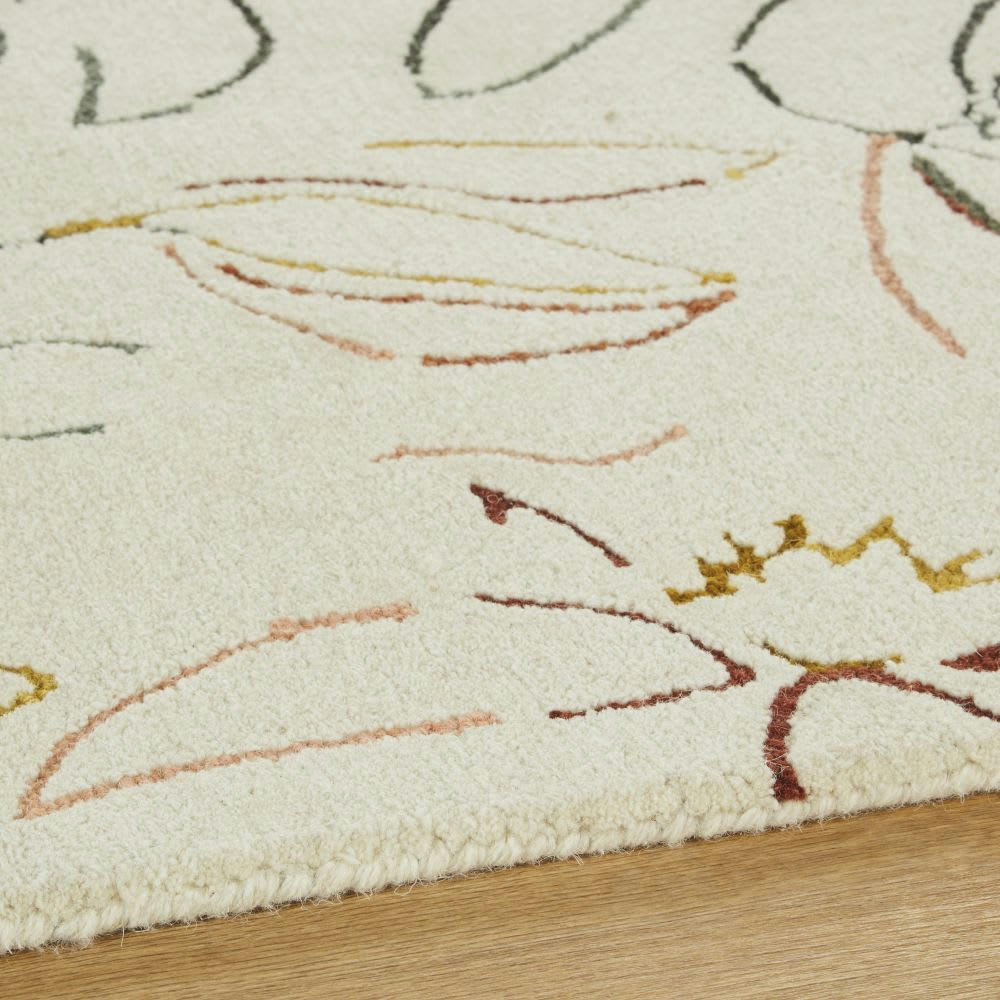 REQUEIXO - Tapis tufté motif végétal écru et multicolore 140x200