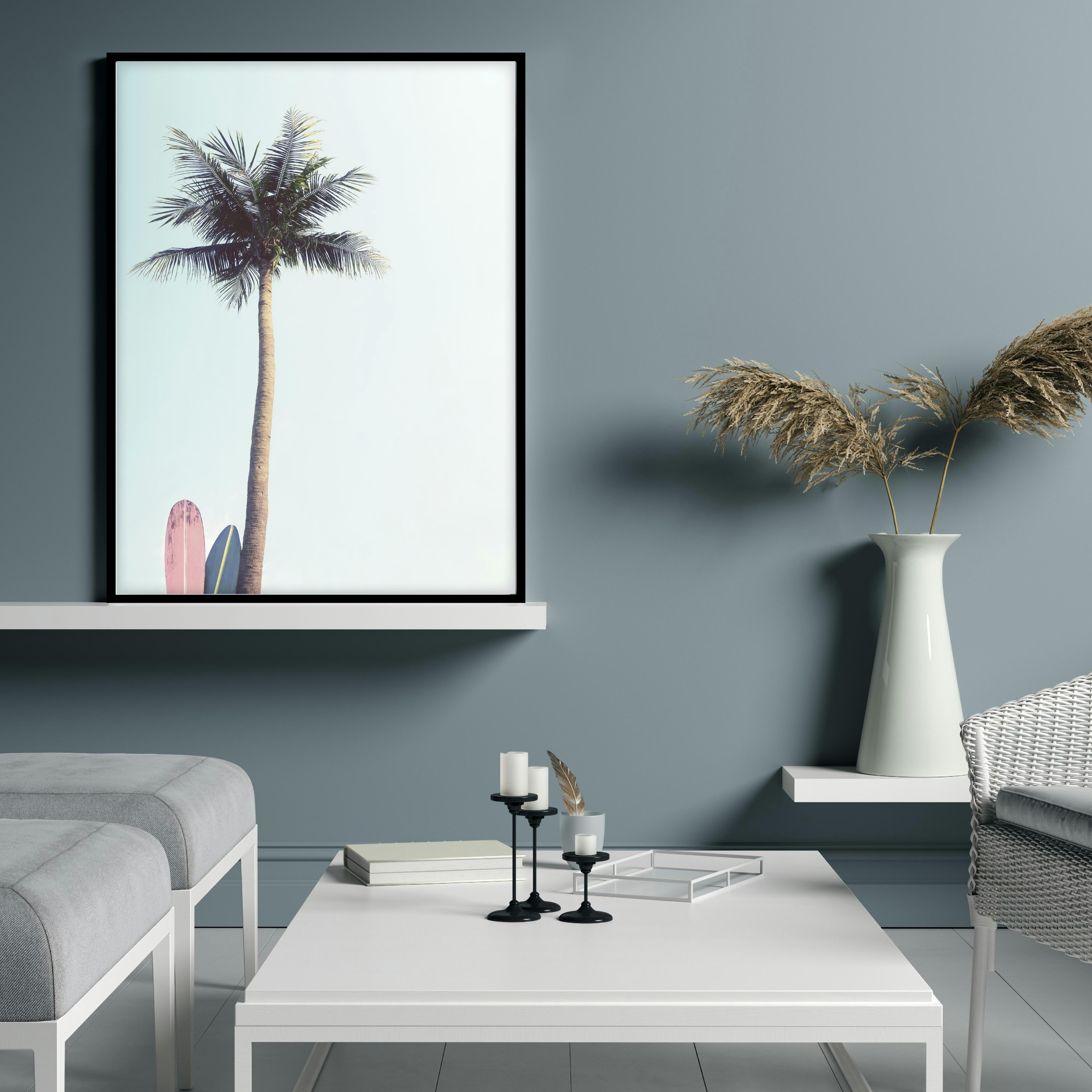 PLAYA - Affiche avec cadre noir - Planches de surf - 50x70