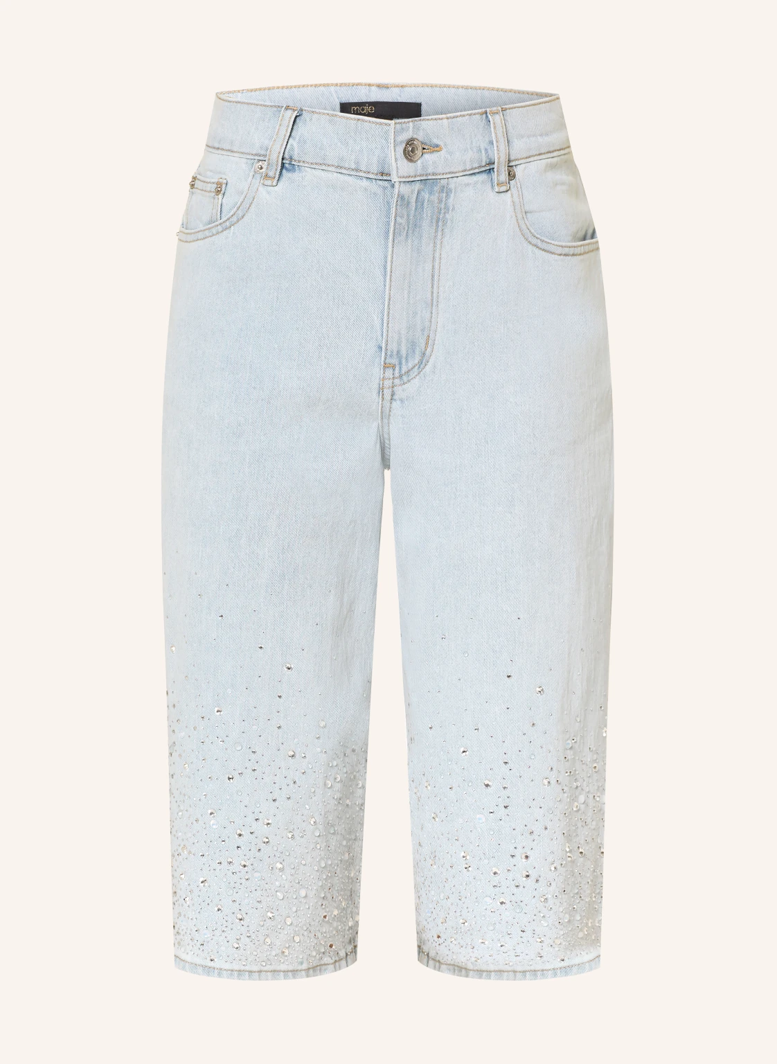 maje Jeans-Bermudas mit Schmucksteinen