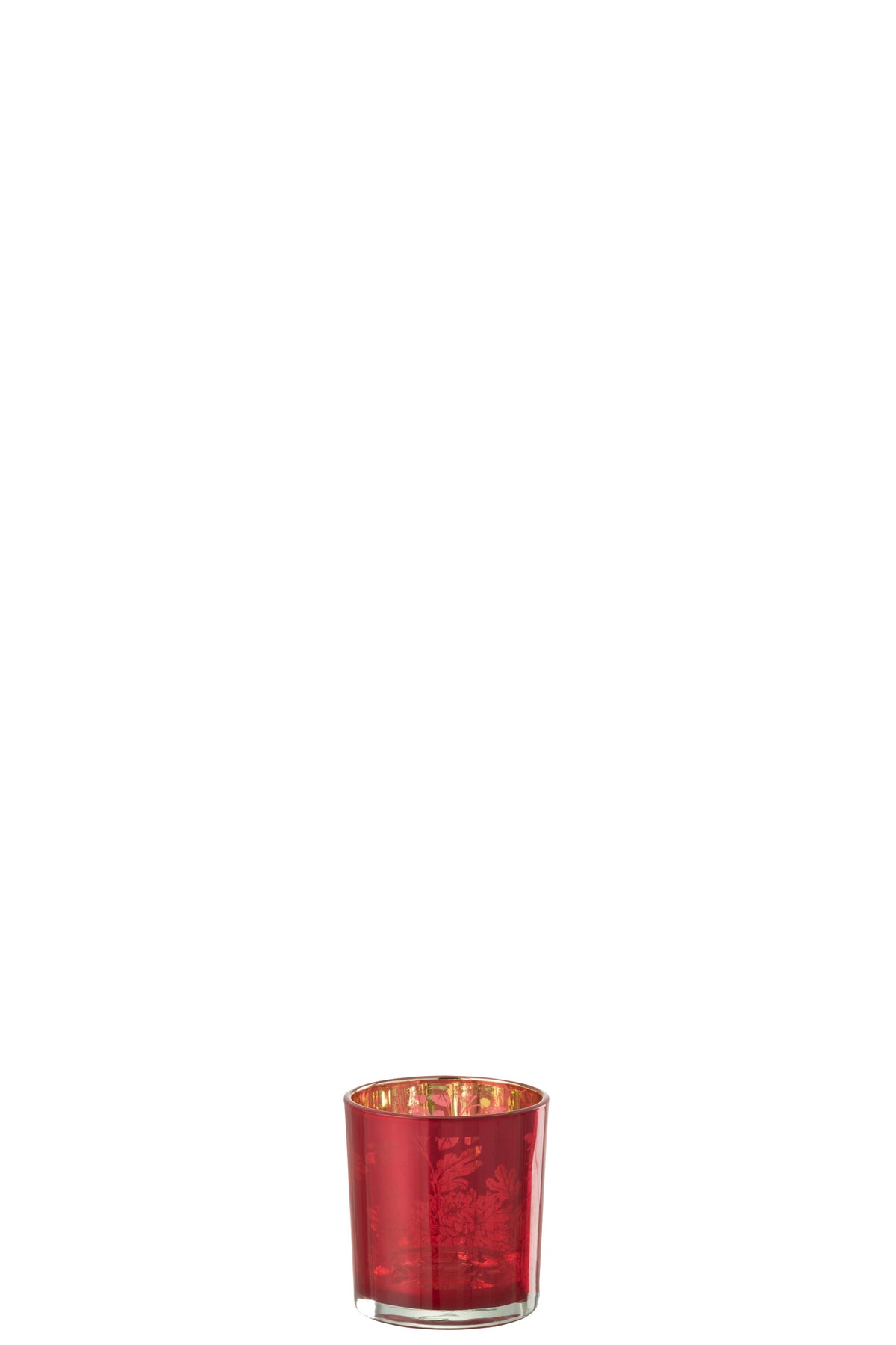 J-Line windlicht Bloemen - glas - rood - small - 6 stuks