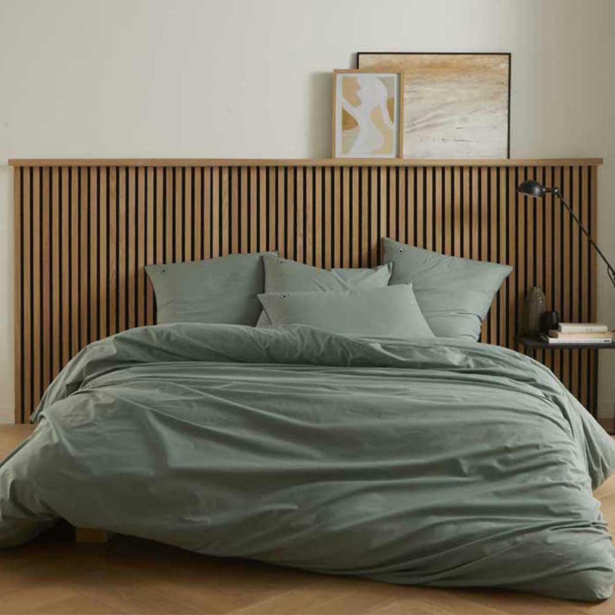 CŒUR SAUGE - Parure de lit unie en coton bio vert sauge 240x220