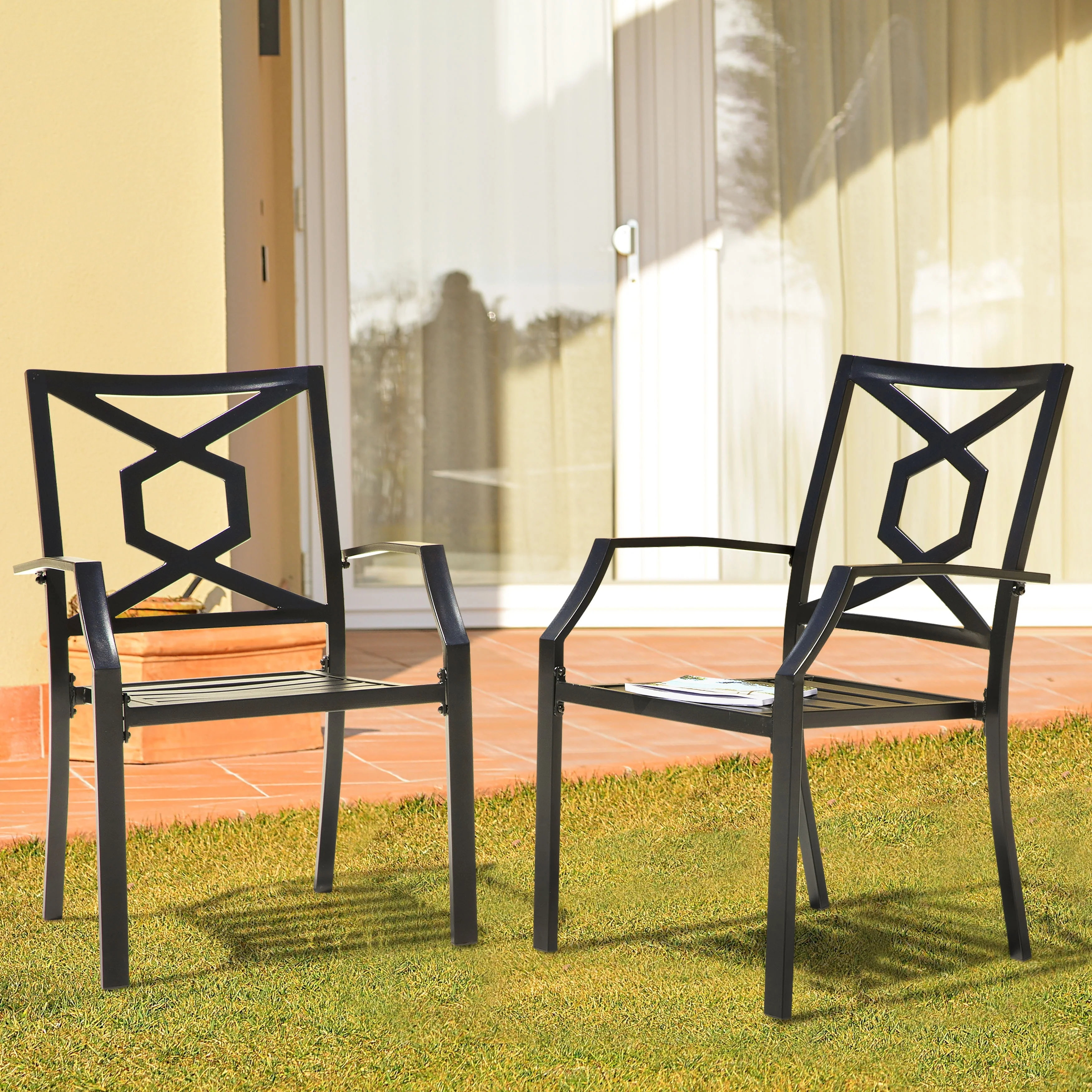 Nuu Garden Outdoor 4-Piece Iron Patio Chair Set