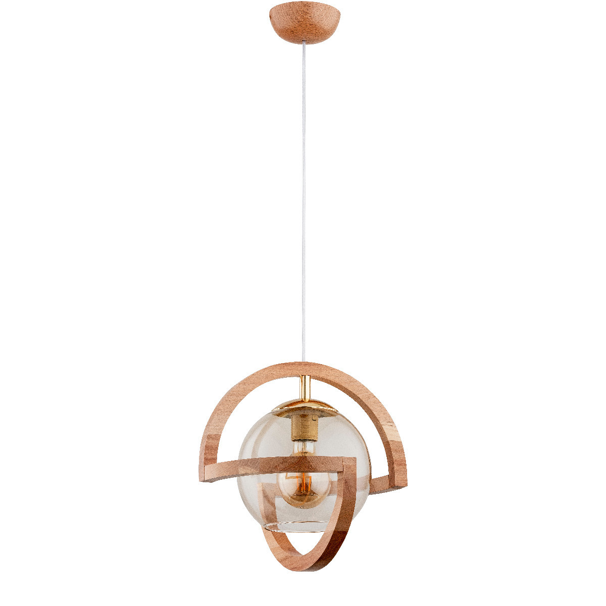 Lampa wisząca CABRIO jasne drewno-przezroczysta 1xE27x15W IP20 Alfa
