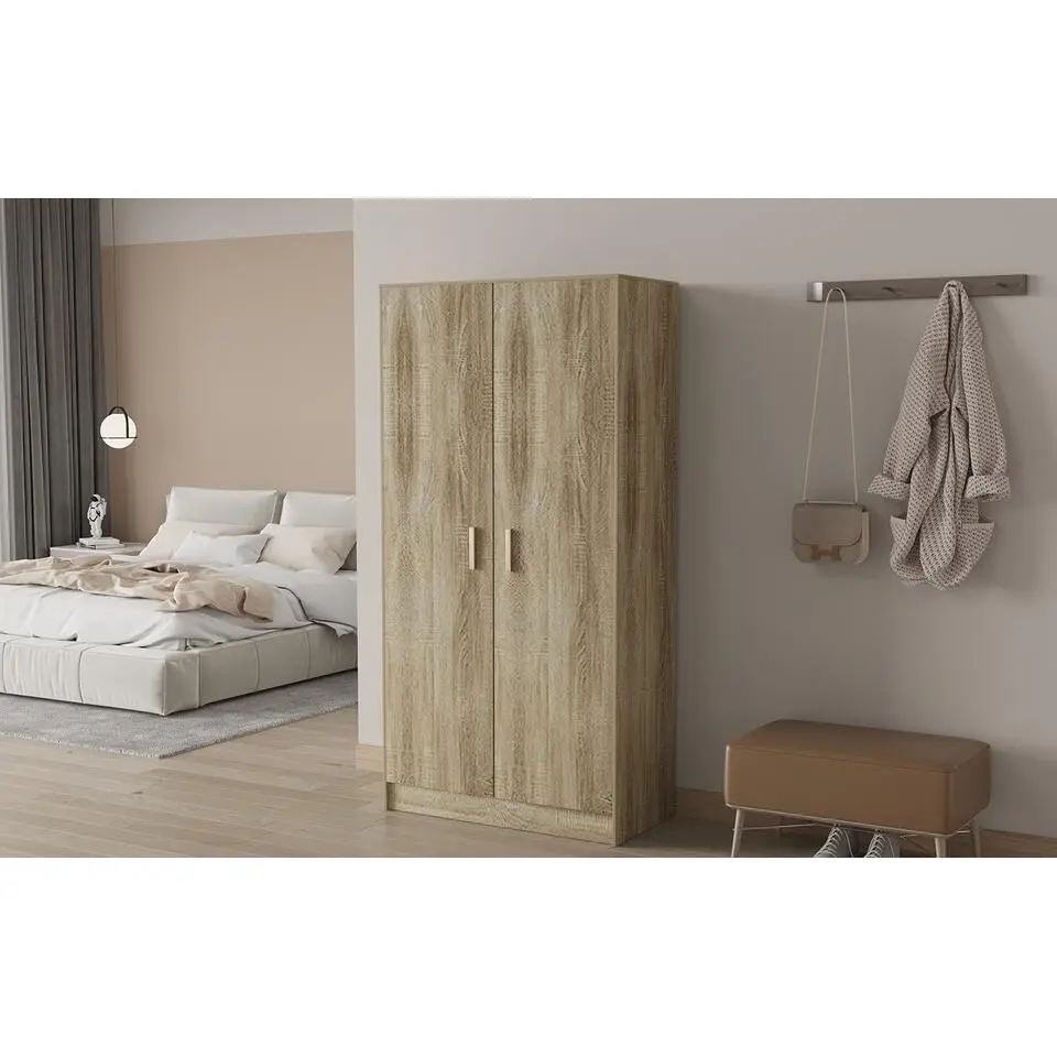 Interiax Opbergkast - Kledingkast 'Aurora' - Sonoma Eik - 2 Deurs - 148x72x36cm