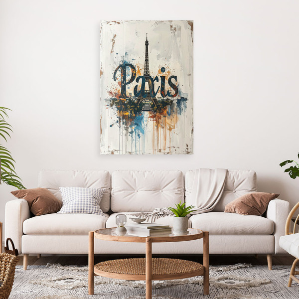 Obraz do salonu biura loftu hotelu, Napis Paryż Shabby Chic Vintage 20x30
