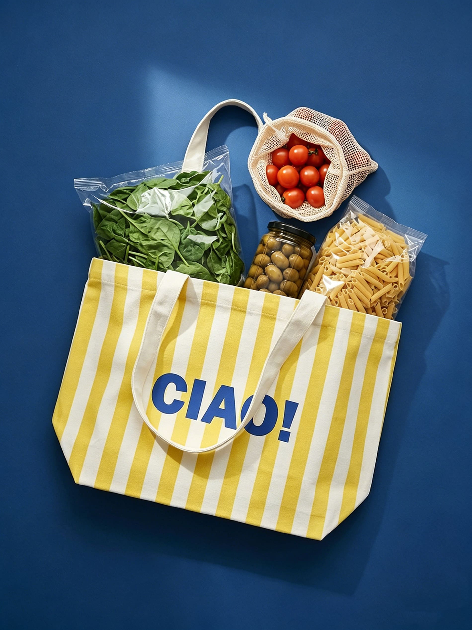 Torba shopper na ramię w paski z napisem