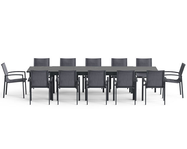 Boston-Sinta 13-Piece Extension Dining Setting - Gunmetal Grey