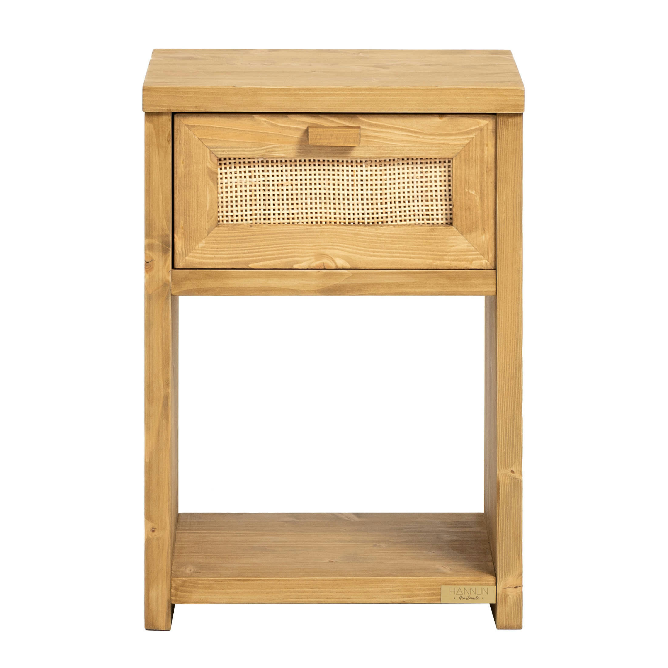 TAYEN - Table de chevet avec tiroir en bois d'épicéa de couleur naturelle