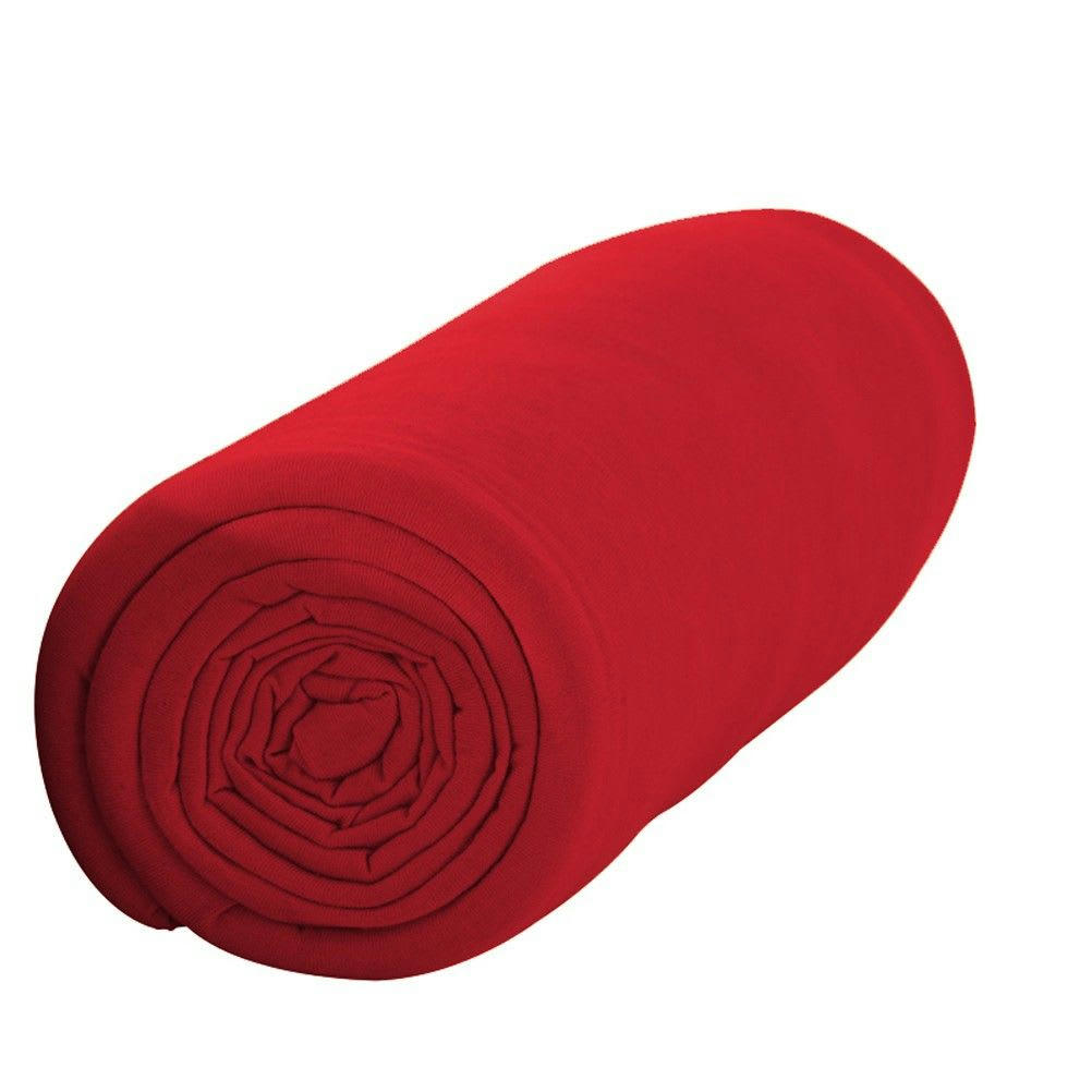 57FILS - Drap Housse 2 personnes uni en Coton Rouge 160x200 cm