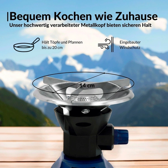 Kartuschen-Gaskocher »Metal Piezo«, 12x12x19 cm, schwarz